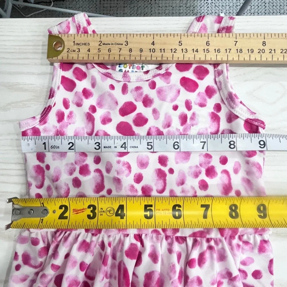 Dot Dot Smile Polka Dot Dress Girl 12-24M Pink Watercolor Spotted Stretch Summer